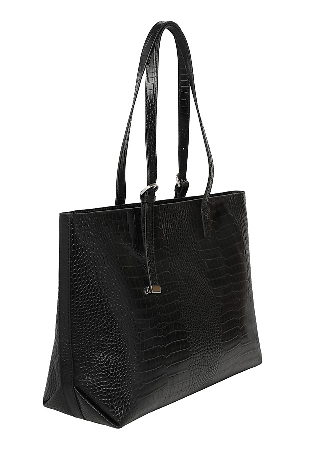 SKÓRZANA TORBA SHOPPER Z KOSMETYCZKĄ - MAHOGANY SKÓRZANA TORBA SHOPPER Z KOSMETYCZKĄ - MAHOGANY CZARNY 2