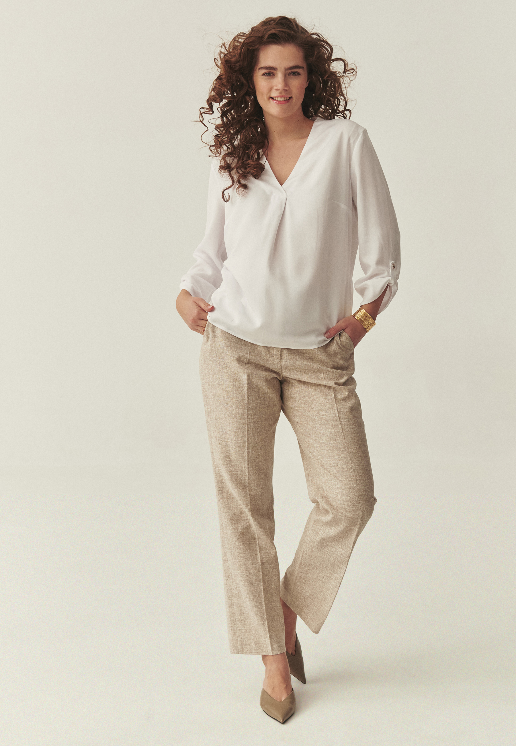 CLASSIC BLOUSE MADE FROM LENZING™ ECOVERO™ VISCOSE - ELMI 1 WHITE 2