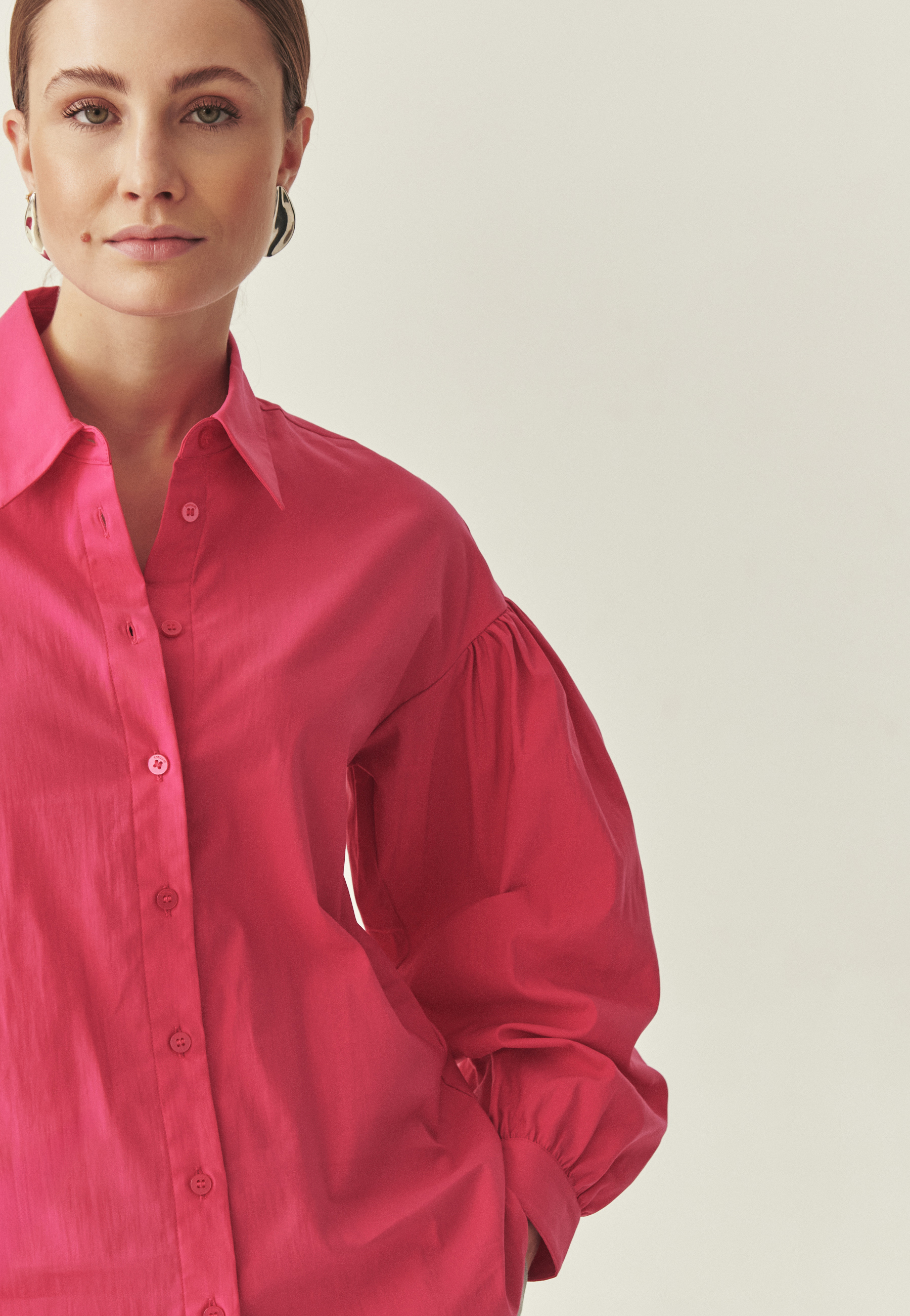 TKANINOWA KOSZULA O LUŹNYM KROJU - LEILA RÓŻOWY 2