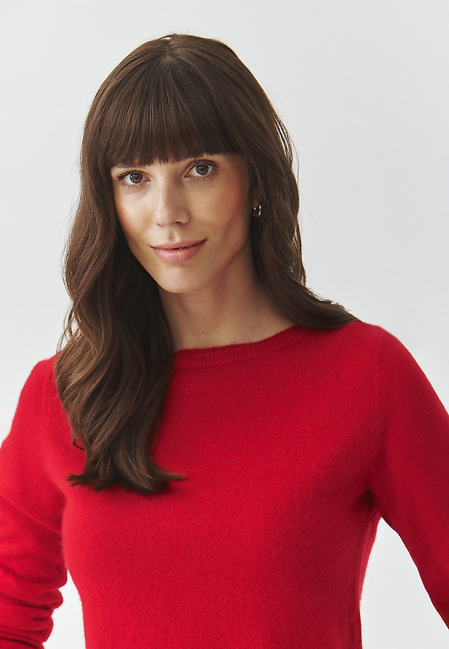 CASHMERE LADIES' JUMPER WITH BOAT NECKLINE — LEMON CASHMERE LADIES' JUMPER WITH BOAT NECKLINE — LEMON RED 4