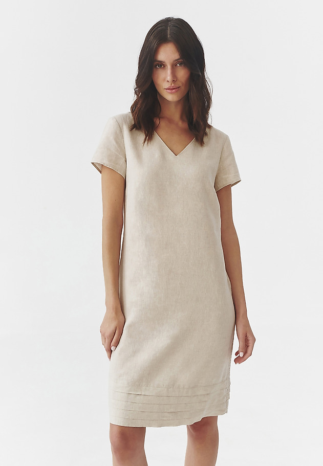 LADIES’ LINEN DRESS WITH SHORT SLEEVES - TWIGA LADIES’ LINEN DRESS WITH SHORT SLEEVES - TWIGA BEŻOWY 2