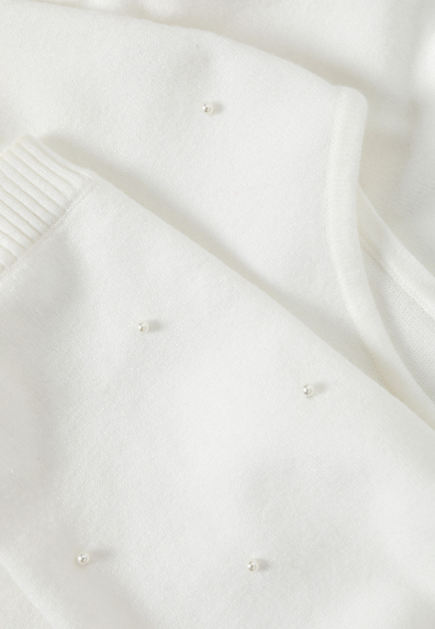 LADIES' JUMPER WITH DECORATIVE PEARLS — PERLO 1 LADIES' JUMPER WITH DECORATIVE PEARLS — PERLO 1 ECRU 7