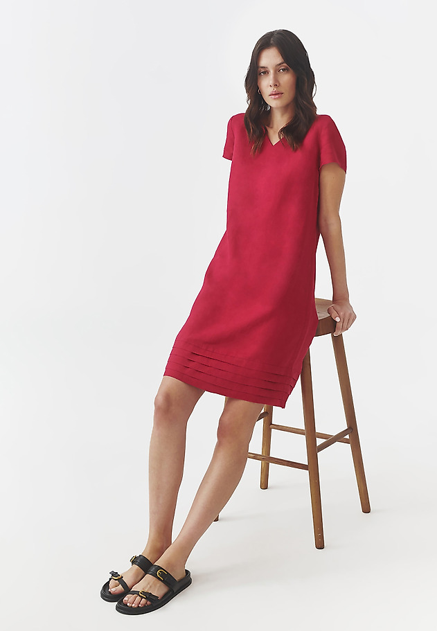 LADIES’ LINEN DRESS WITH SHORT SLEEVES - TWIGA LADIES’ LINEN DRESS WITH SHORT SLEEVES - TWIGA PINK 1