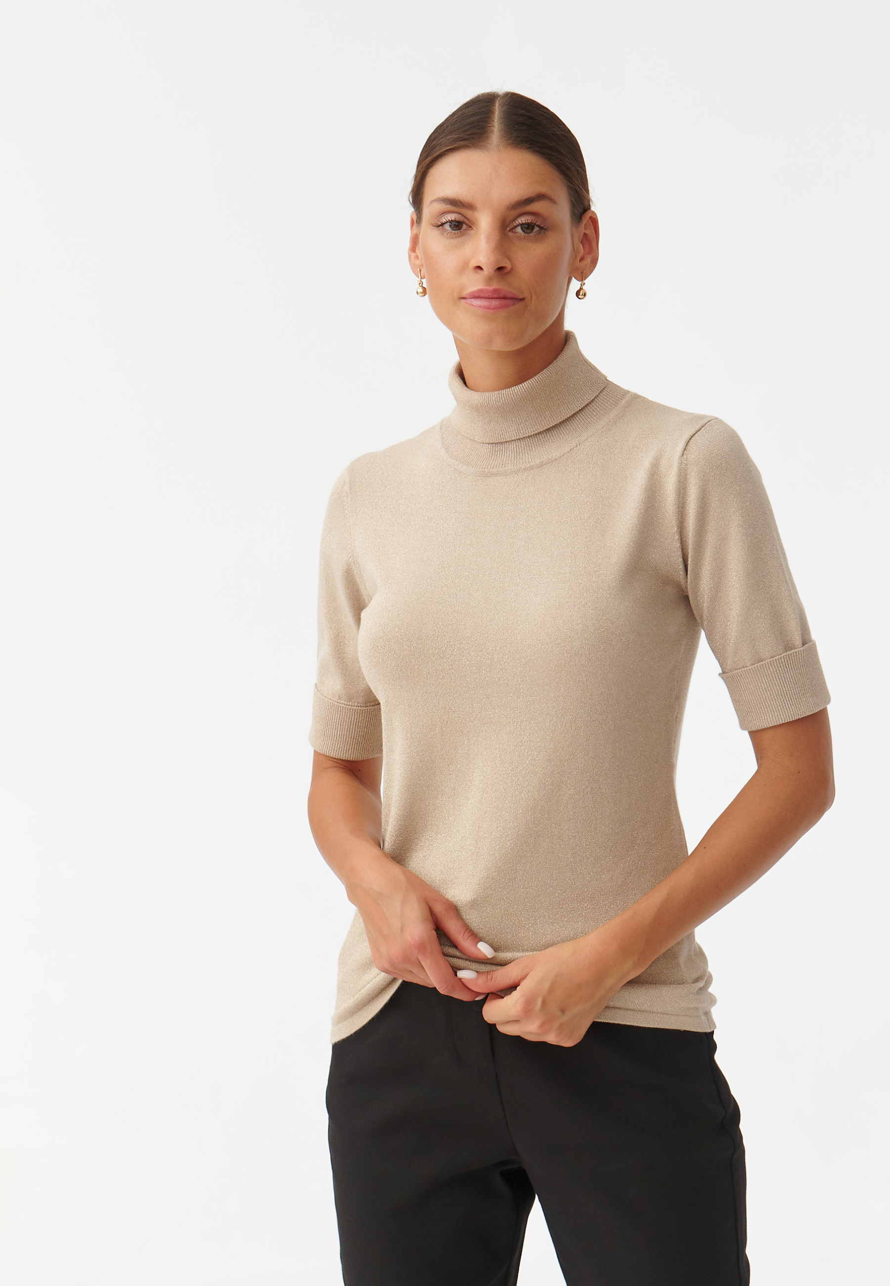 PULOVER DE DAMĂ, METALIZAT, CU GULER ÎNALT LU