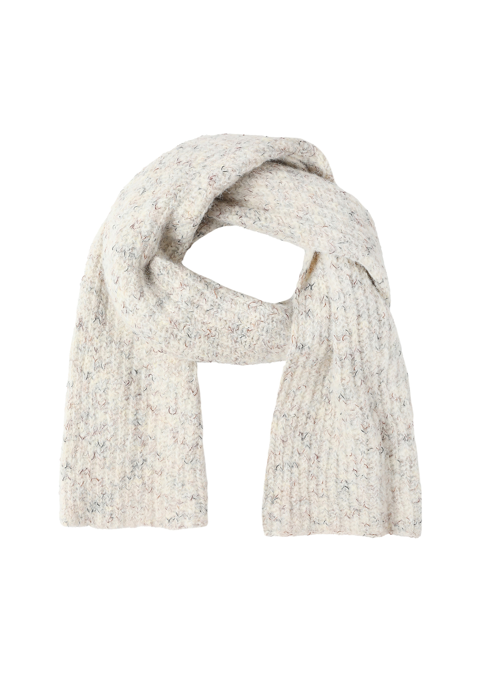 DZIANINOWY SZALIK DAMSKI Z MELANŻOWYM WZOREM — MELIS DZIANINOWY SZALIK DAMSKI Z MELANŻOWYM WZOREM — MELIS ECRU 102046