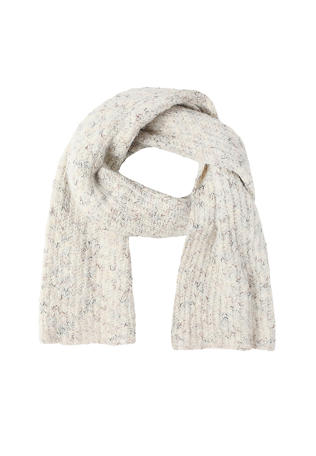 DZIANINOWY SZALIK DAMSKI Z MELANŻOWYM WZOREM — MELIS DZIANINOWY SZALIK DAMSKI Z MELANŻOWYM WZOREM — MELIS ECRU 2