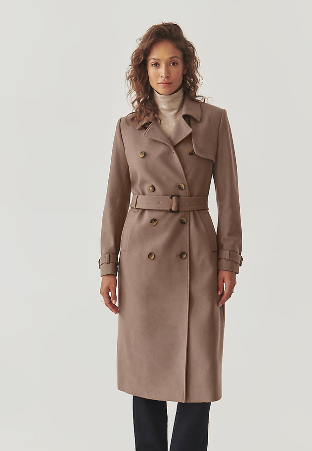 DOUBLE-BREASTED LADIES’ COAT WITH A BUCKLE BELT - SOKORO DOUBLE-BREASTED LADIES’ COAT WITH A BUCKLE BELT - SOKORO BEŻOWY 4