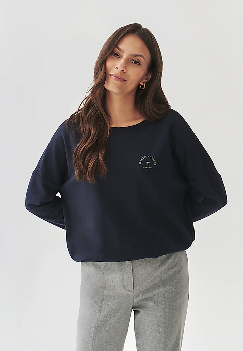 LADIES' KNITTED SWEATSHIRT WITH A ROUND NECKLINE - YOLANDA NAVY BLUE 2