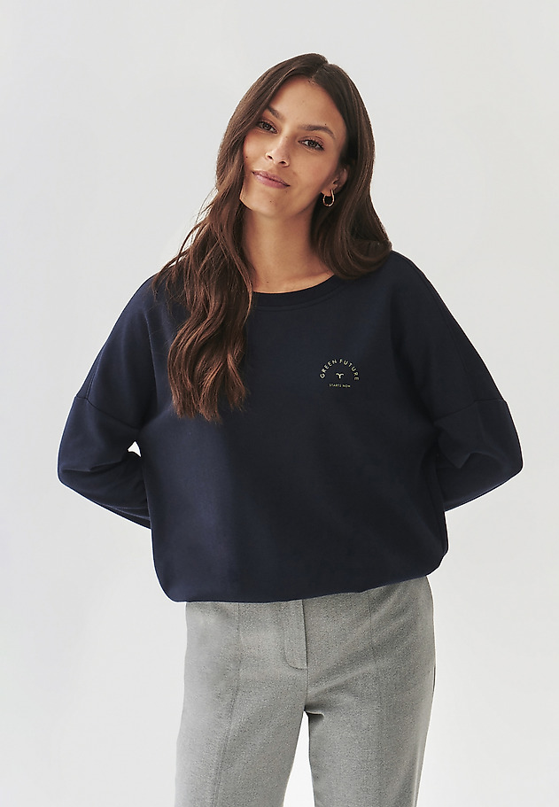 LADIES' KNITTED SWEATSHIRT WITH A ROUND NECKLINE - YOLANDA LADIES' KNITTED SWEATSHIRT WITH A ROUND NECKLINE - YOLANDA GRANATOWY 1