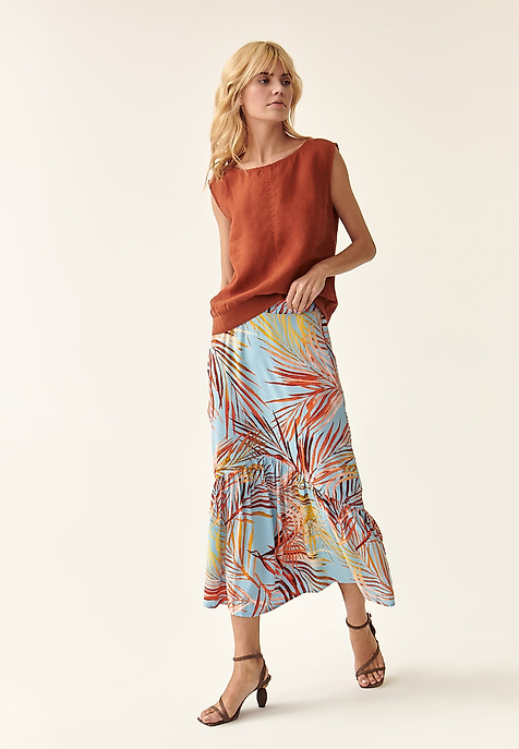 PRINTED SKIRT WITH WIDE RUFFLE BOLENA PRINTED SKIRT WITH WIDE RUFFLE BOLENA