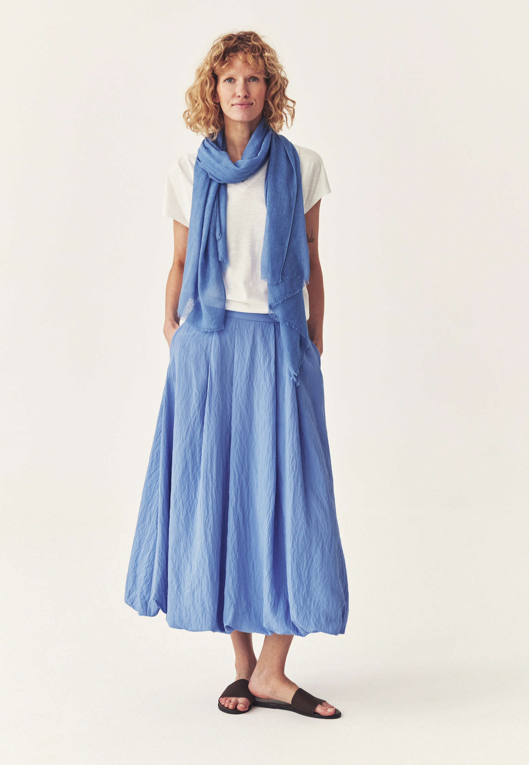 TKANINOWA CHUSTA Z LNEM - KAIRO NIEBIESKI 2