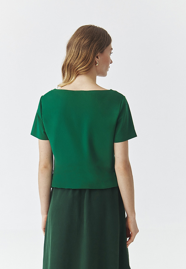 ŽENSKA PLETENA BLUZA S KRATKIMI ROKAVI - MIKAJA ŽENSKA PLETENA BLUZA S KRATKIMI ROKAVI - MIKAJA ZELENA 3