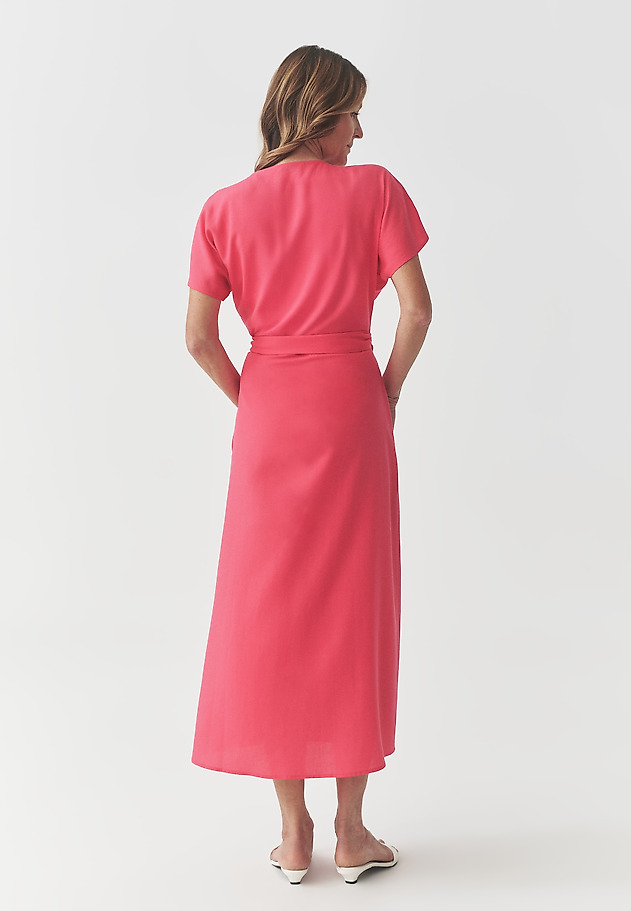 ENVELOPE DRESS WITH LYOCELL AND LINEN — ZIANA ENVELOPE DRESS WITH LYOCELL AND LINEN — ZIANA CZERWONY 5