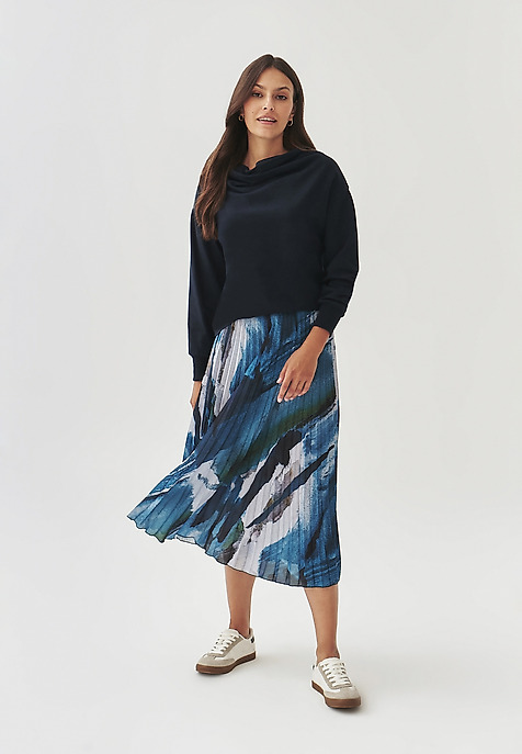 FABRIC PLEATED SKIRT WITH ABSTRACT PRINT - RIDIO 1 MULTICOLOR 2