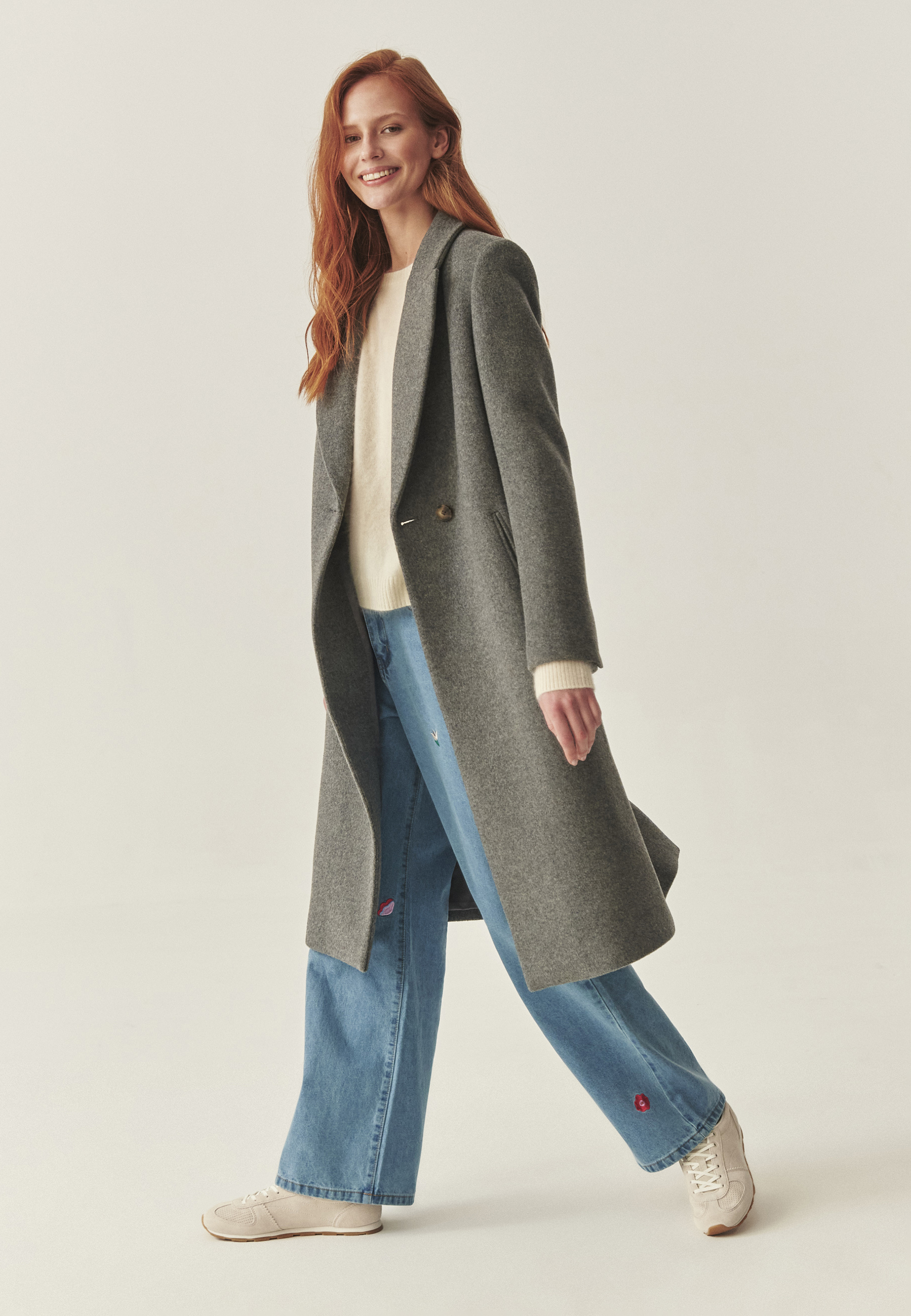 Eleganten volnen plašč - SONIA 1 SIVA 2