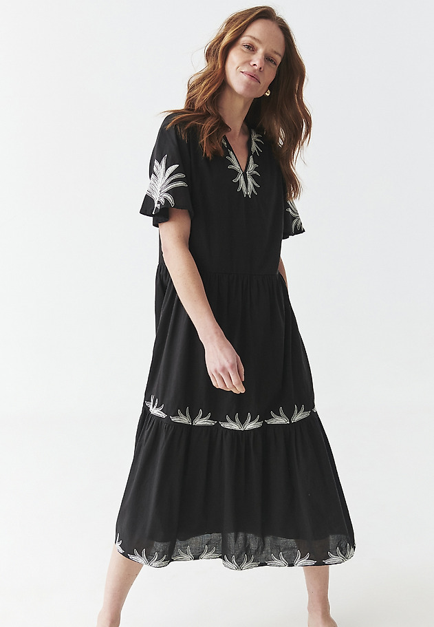 COTTON DRESS WITH EMBROIDERY - AYO COTTON DRESS WITH EMBROIDERY - AYO CZARNY 2