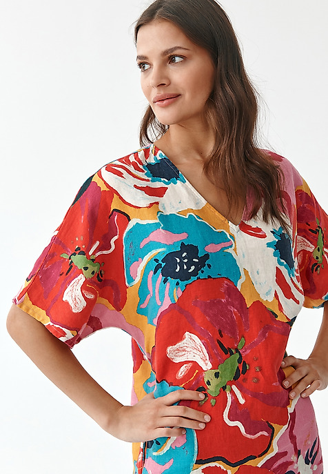 LADIES' PRINTED LINEN DRESS RITALIANA MULTICOLOR 2