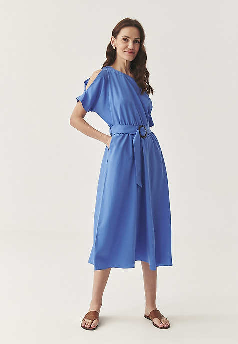 STYLISH DRESS WITH LINEN - GALLA CZ BLUE 2