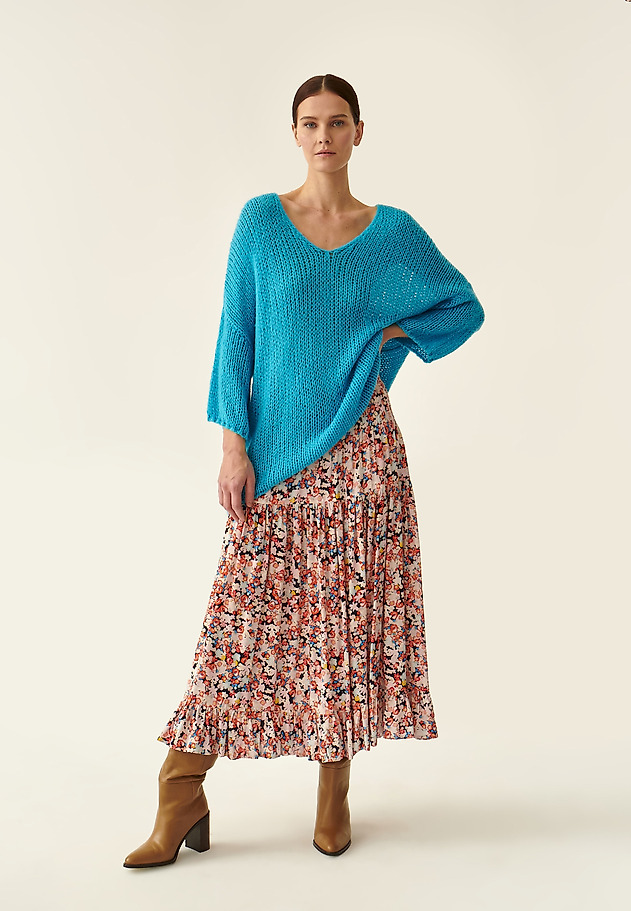 LOOSE SWEATER WITH VISIBLE WEAVE BAJANA LOOSE SWEATER WITH VISIBLE WEAVE BAJANA NIEBIESKI 2