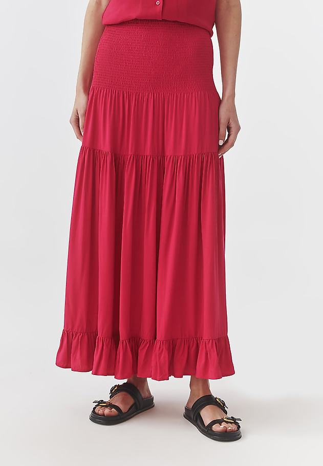 LADIES’ LONG SKIRT WITH A FRILL - EFIA 1 LADIES’ LONG SKIRT WITH A FRILL - EFIA 1 RÓŻOWY 2
