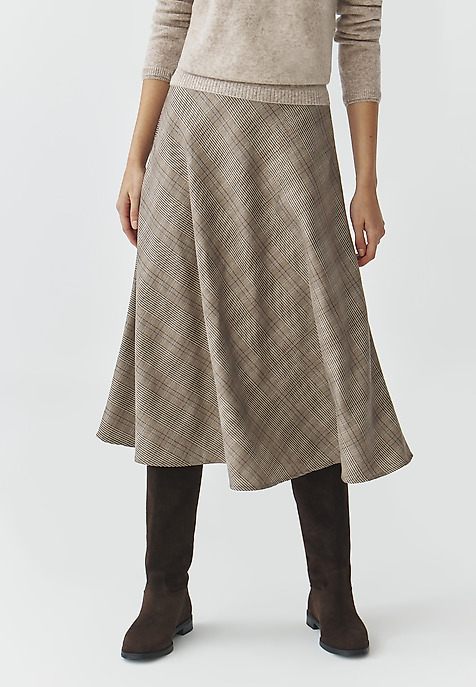 CHECKERED FABRIC MIDI SKIRT — LUBKO 1 MULTICOLOR 2