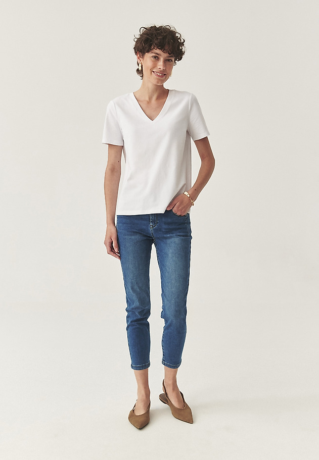 CASUAL BLOUSE IN COTTON - RIBI CASUAL BLOUSE IN COTTON - RIBI WHITE 4