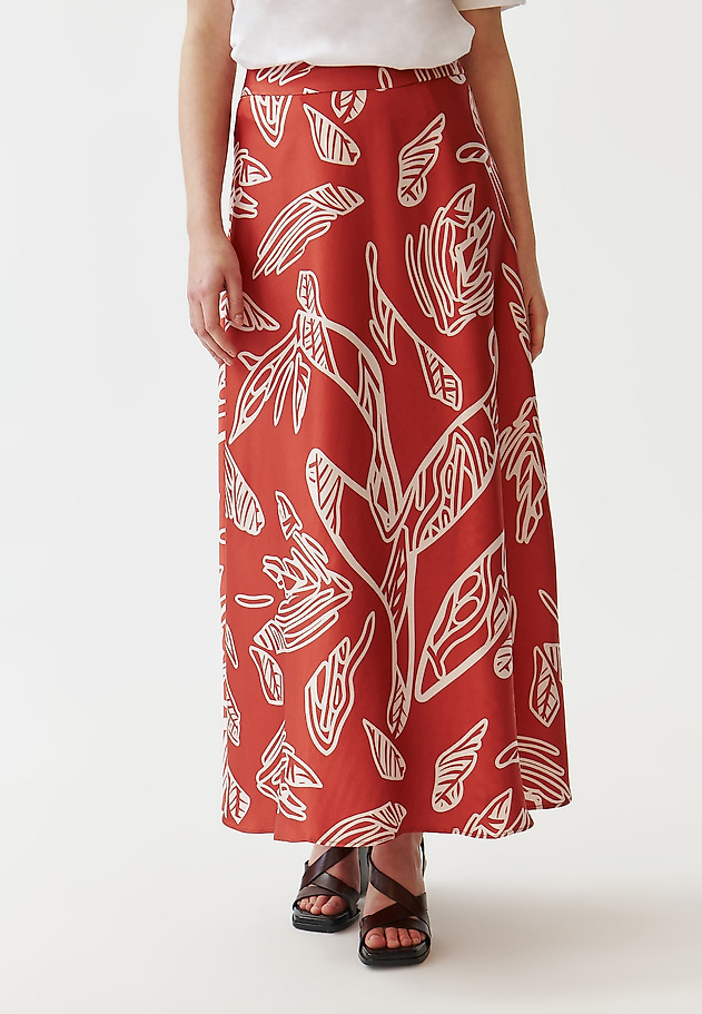 PATTERNED LADIES’ SKIRT MADE FROM VISCOSE SATIN - SATI PATTERNED LADIES’ SKIRT MADE FROM VISCOSE SATIN - SATI MULTIKOLOR 2
