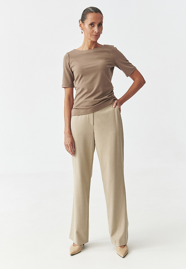 FITTED KNITTED LADY'S BLOUSE — LUMIKO FITTED KNITTED LADY'S BLOUSE — LUMIKO BEIGE 3