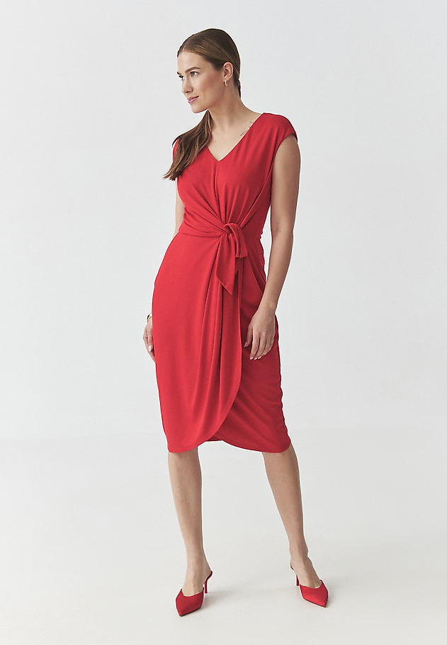 PENCIL DRESS WITH ENVELOPE BOTTOM — HALLEY PENCIL DRESS WITH ENVELOPE BOTTOM — HALLEY CZERWONY 3
