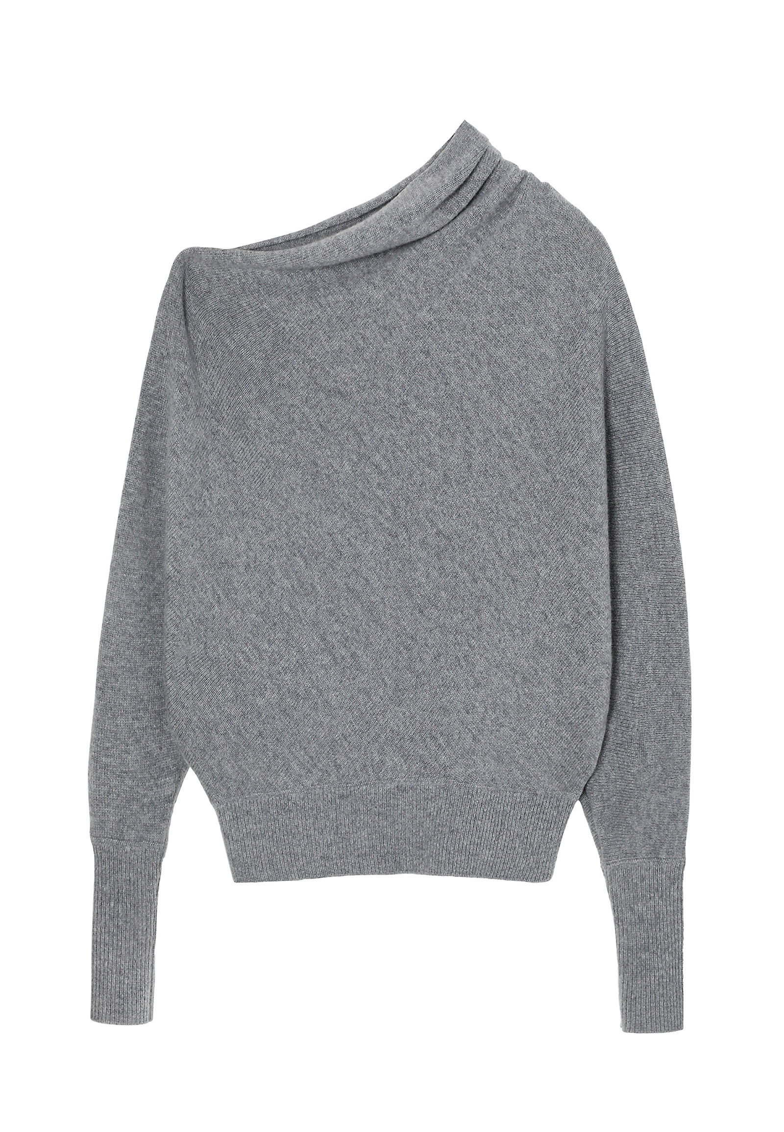 ASYMETRYCZNY SWETER DAMSKI Z MIESZANKI WEŁNY I KASZMIRU - NASH ASYMETRYCZNY SWETER DAMSKI Z MIESZANKI WEŁNY I KASZMIRU - NASH SZARY 103929