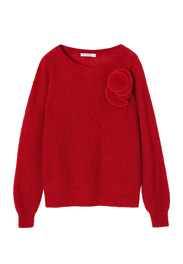 LADIES' JUMPER IN YARN WITH FLORAL, DECORATIVE ELEMENT — CLAIRE LADIES' JUMPER IN YARN WITH FLORAL, DECORATIVE ELEMENT — CLAIRE CZERWONY 5