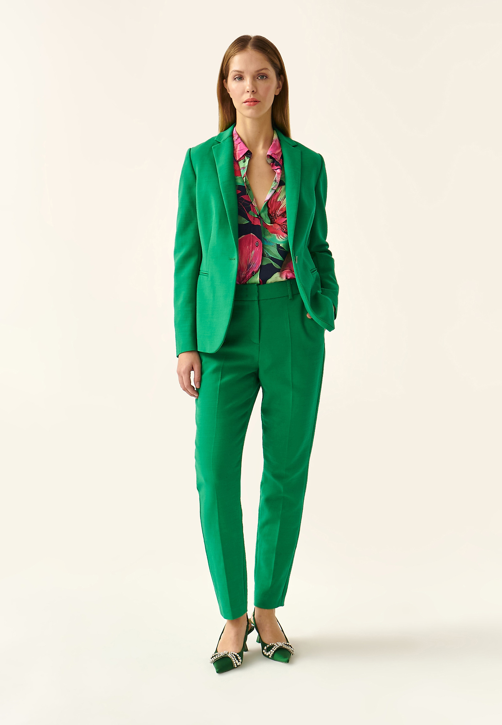 TKANINOWY ŻAKIET DAMSKI KAREMA TKANINOWY ŻAKIET DAMSKI KAREMA ZIELONY 86200