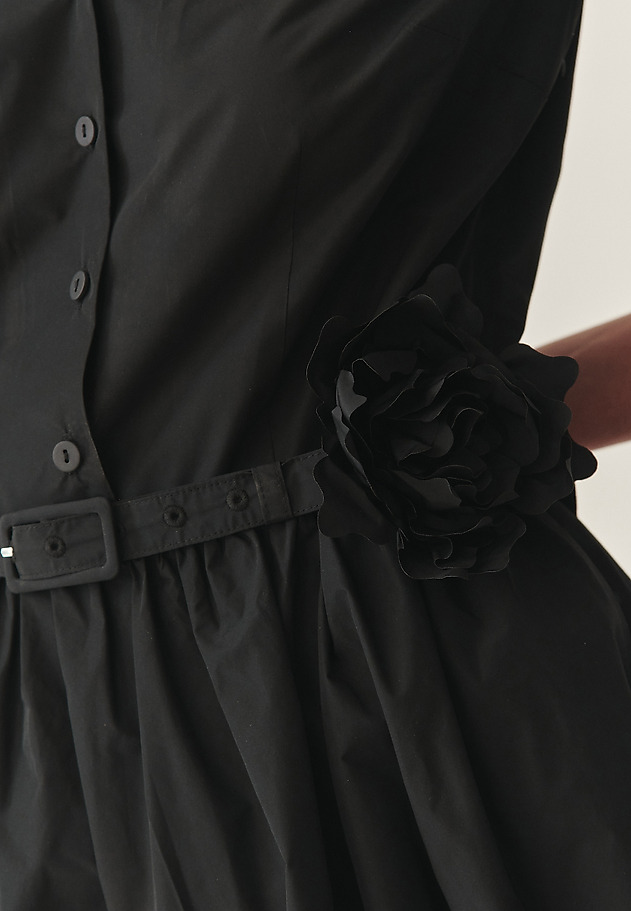 FLARED TAFFETA DRESS - SATIDA FLARED TAFFETA DRESS - SATIDA BLACK 7