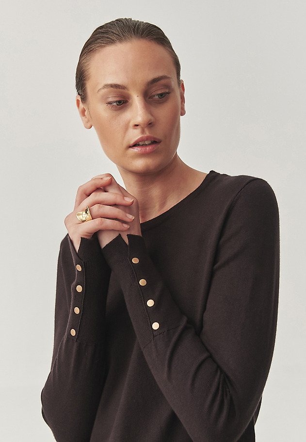 CLASSIC JUMPER WITH CERTIFIED VISCOSE - NICA CLASSIC JUMPER WITH CERTIFIED VISCOSE - NICA BROWN 1