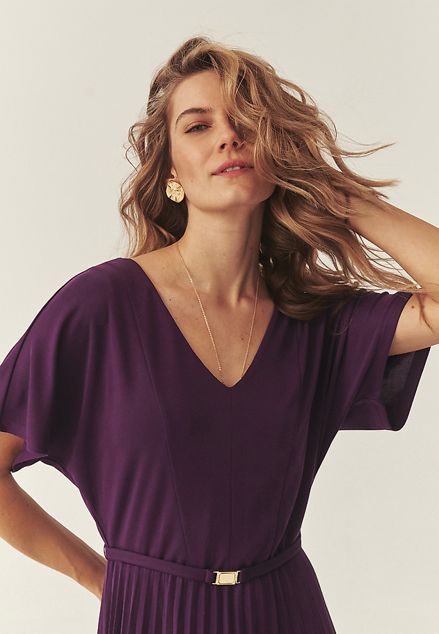 nakd purple dress Purple Dress - Square Neck Dress - Pleated Basque Waist Dress