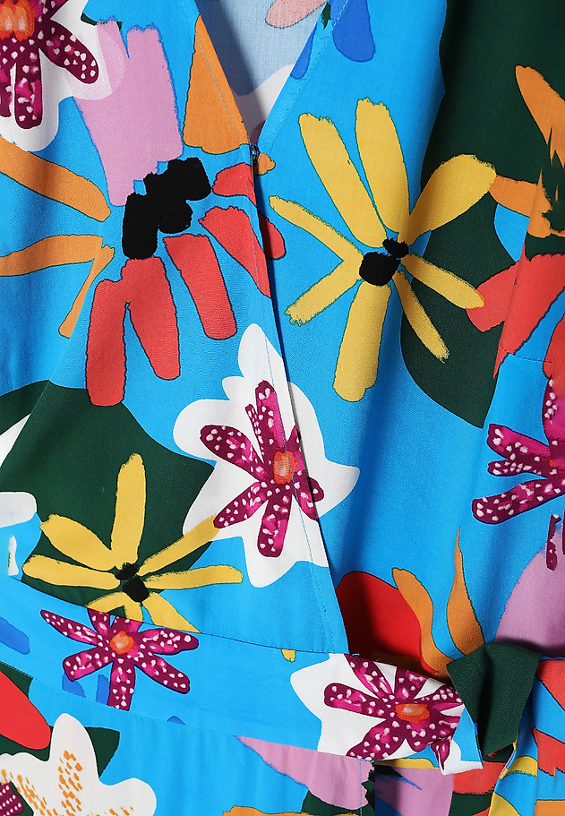 KWIECISTA WISKOZOWA SUKIENKA KOPERTOWA Z KRÓTKIM RĘKAWEM - TAKTI 1 KWIECISTA WISKOZOWA SUKIENKA KOPERTOWA Z KRÓTKIM RĘKAWEM - TAKTI 1 MULTIKOLOR 7