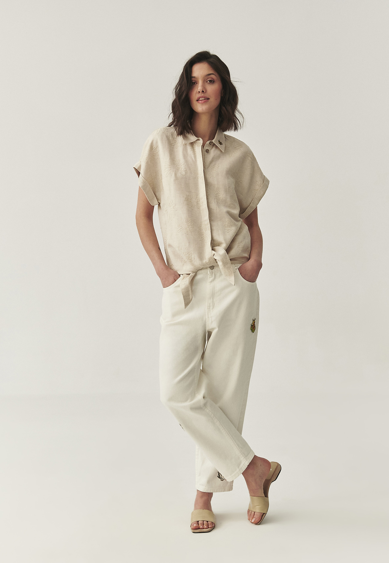 LINEN-VISCOSE SHIRT - KAMA LINEN-VISCOSE SHIRT - KAMA BEIGE 110596