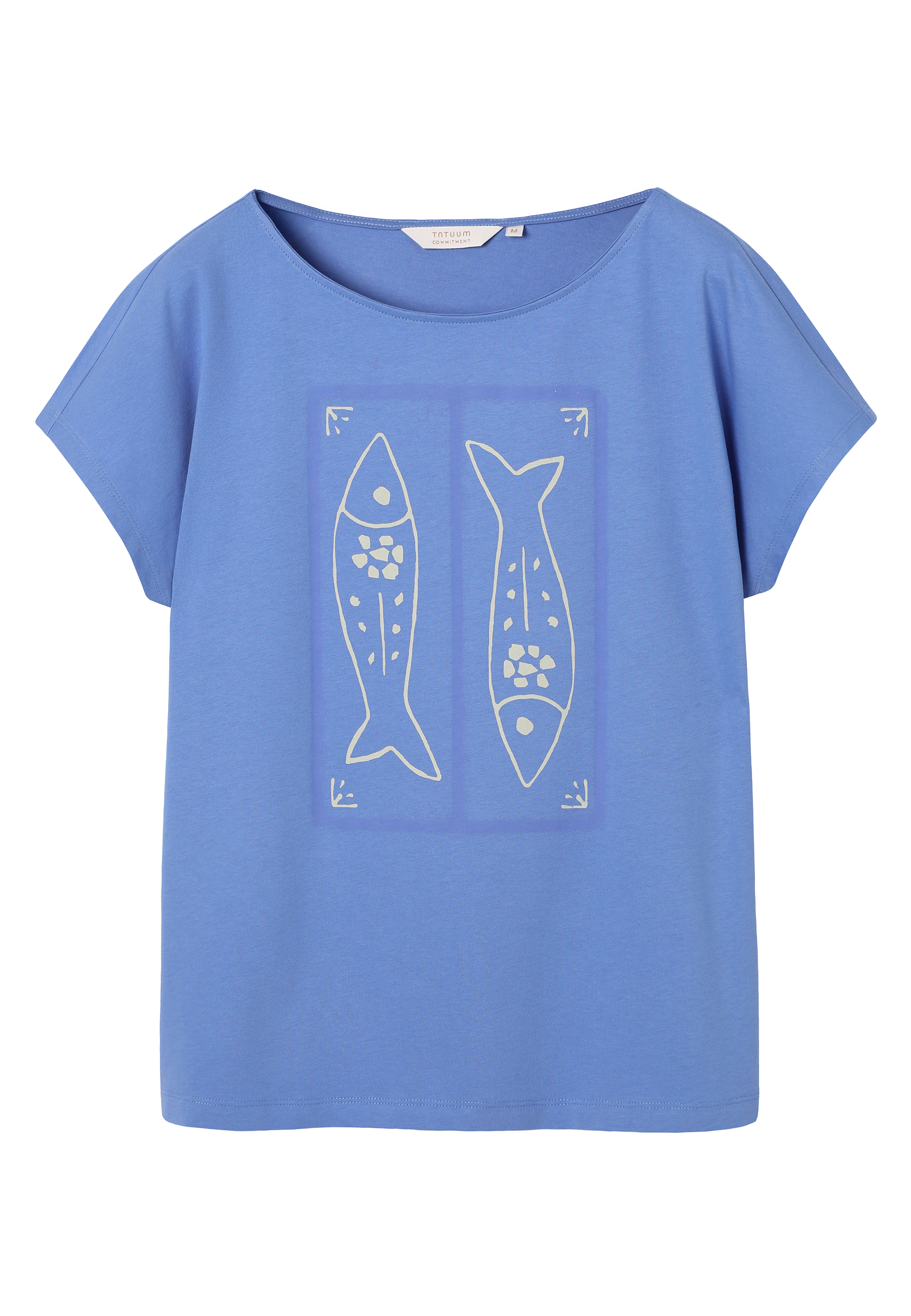 BAWEŁNIANY T-SHIRT Z NADRUKIEM - MANDENO 2 NIEBIESKI 2