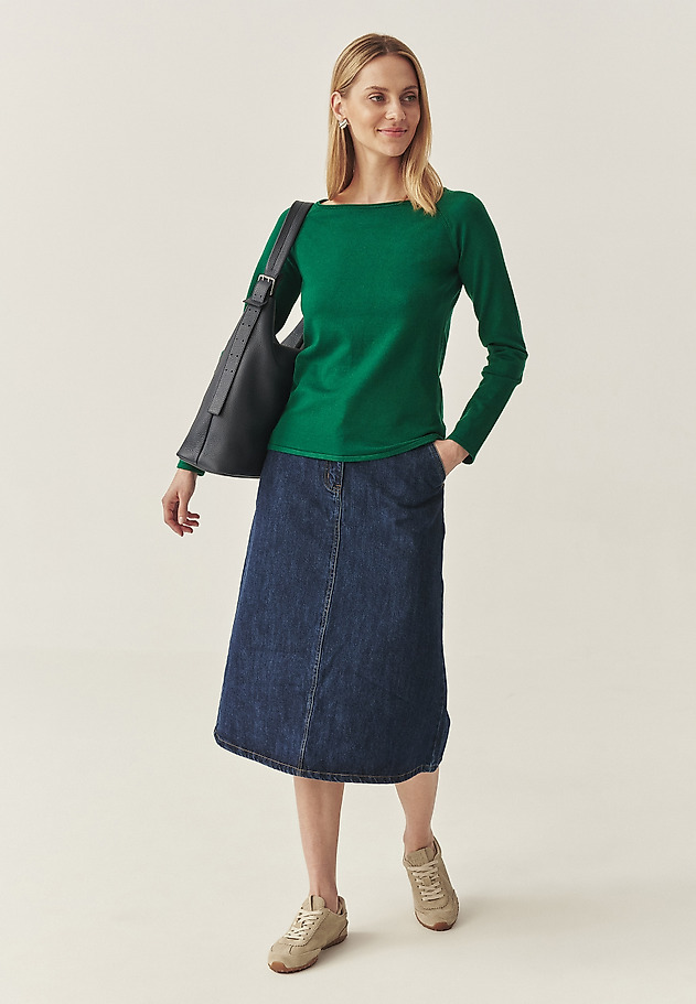 CLASSIC PULLOVER WITH A BOAT NECKLINE - BROOKE CLASSIC PULLOVER WITH A BOAT NECKLINE - BROOKE GREEN 4