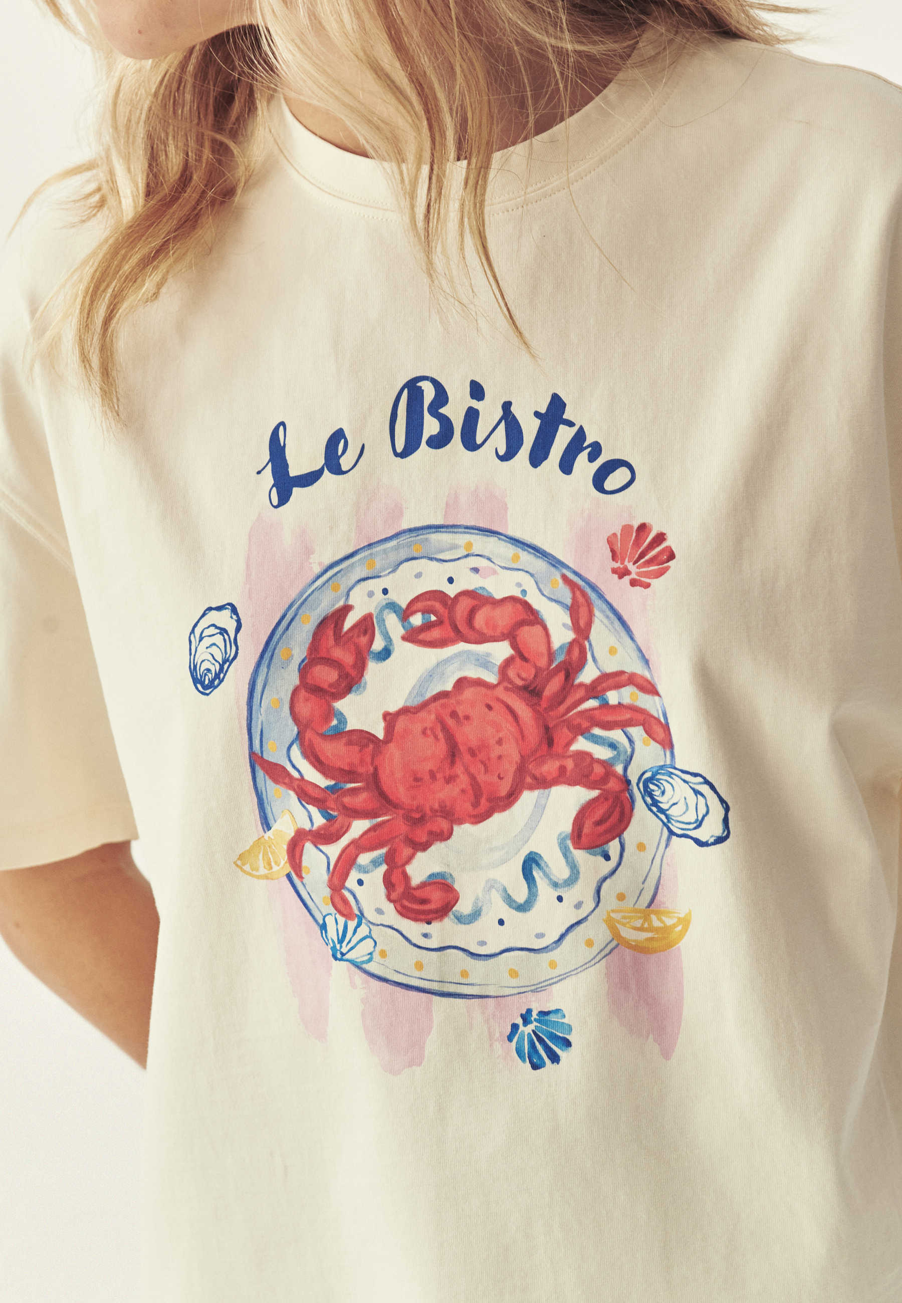 BAWEŁNIANY T-SHIRT Z NADRUKIEM - PLAYA