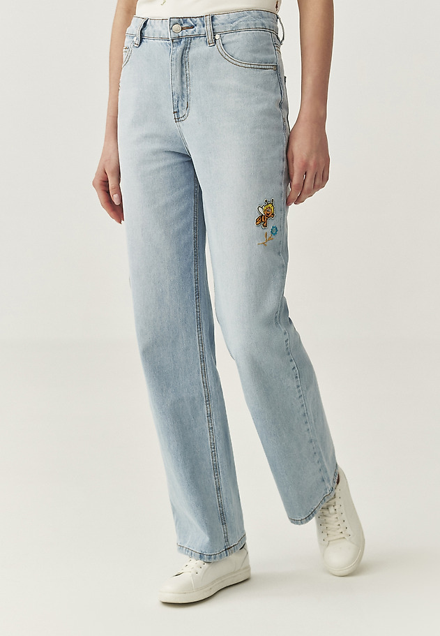 PANTALONI LARGI DIN DENIM - RISO PANTALONI LARGI DIN DENIM - RISO ALBASTRU 2