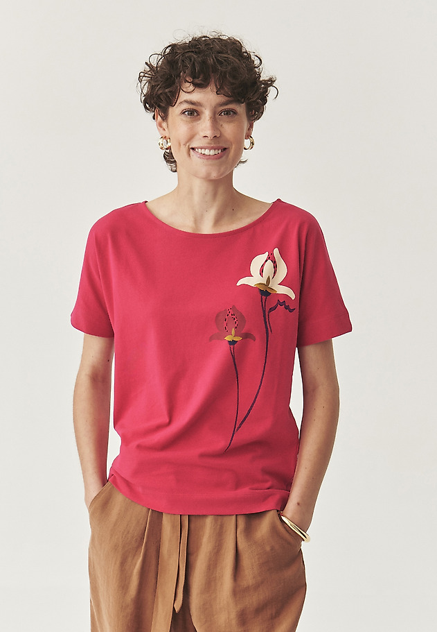 BAWEŁNIANY T-SHIRT Z NADRUKIEM - LALI BAWEŁNIANY T-SHIRT Z NADRUKIEM - LALI RÓŻOWY 1