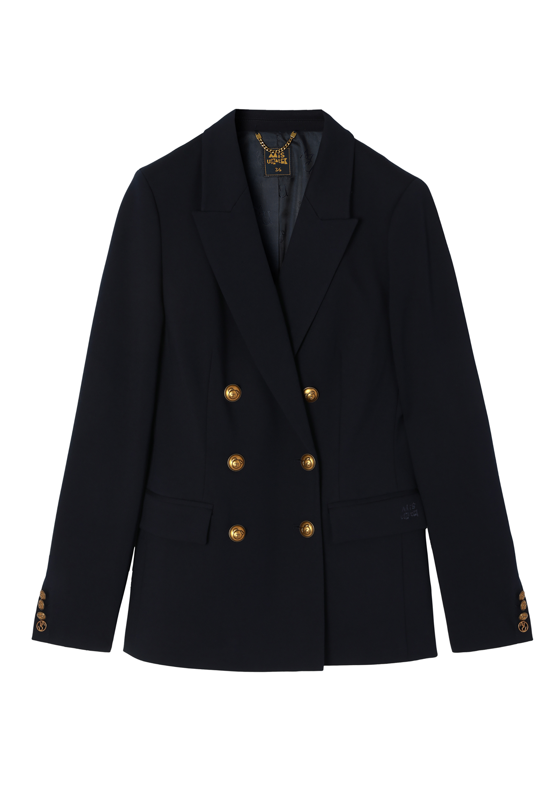 DZIANINOWY DWURZĘDOWY ŻAKIET DAMSKI — ADAMIA GRANATOWY 2