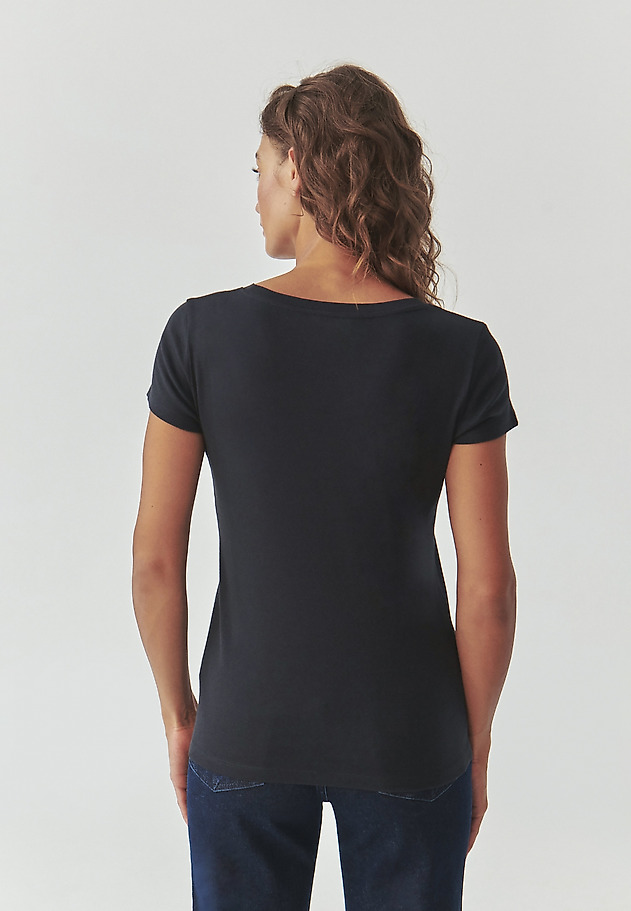TRICOU DE DAMĂ AJUSTAT, DIN BUMBAC - ANTONINA TRICOU DE DAMĂ AJUSTAT, DIN BUMBAC - ANTONINA BLEUMARIN 4