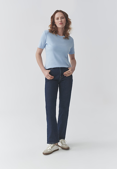 TRICOU DE DAMĂ, DIN BUMBAC — KIRI 1 ALBASTRU 2