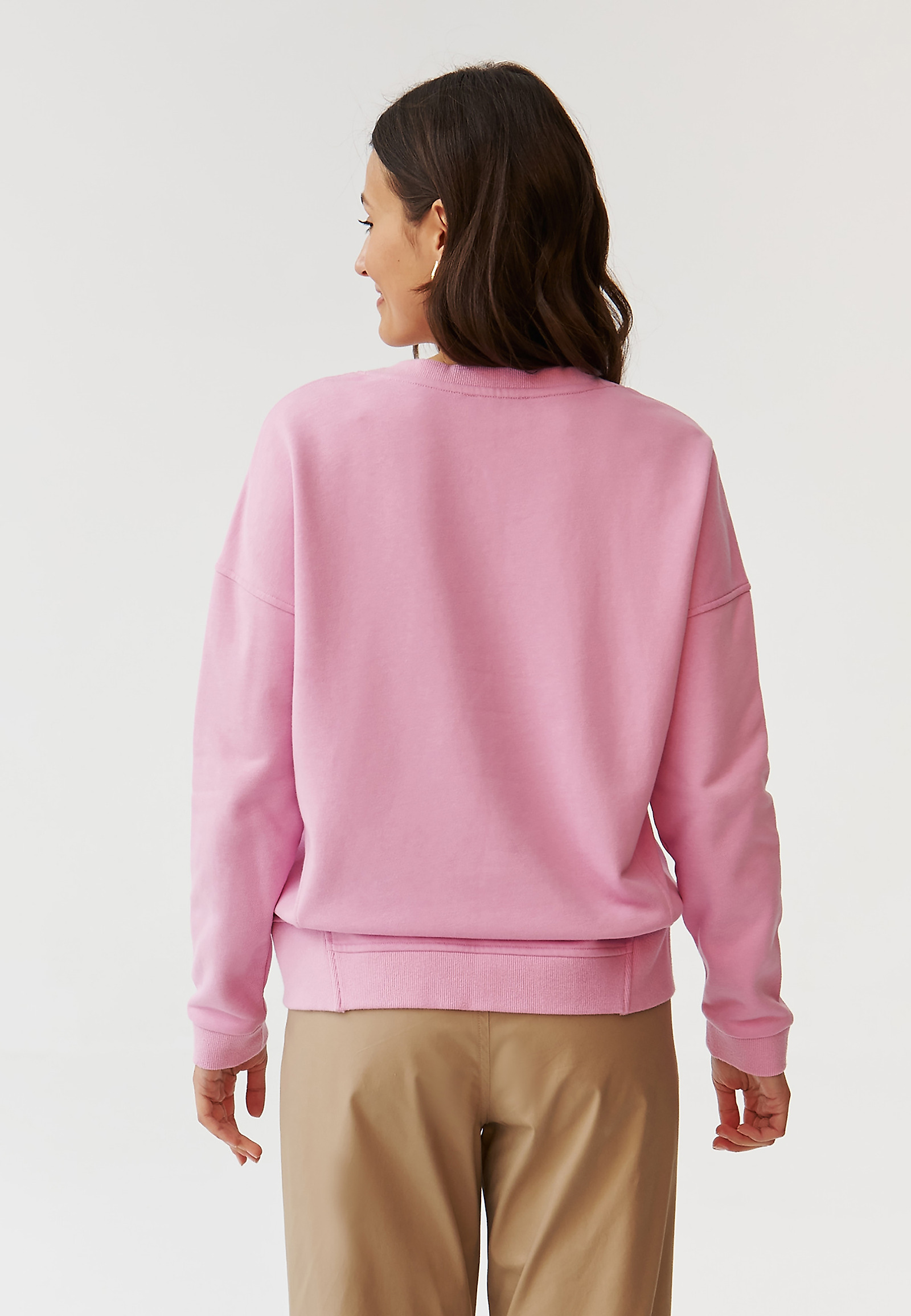 LADIES’ SWEATSHIRT WITH TEXT INSCRIPTION EMBROIDERY - GINGER LADIES’ SWEATSHIRT WITH TEXT INSCRIPTION EMBROIDERY - GINGER PINK 103159