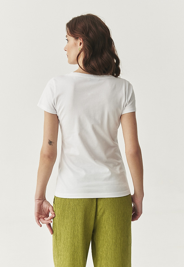 BAWEŁNIANY T-SHIRT Z KWIATOWYM NADRUKIEM - ANTONIA BAWEŁNIANY T-SHIRT Z KWIATOWYM NADRUKIEM - ANTONIA BIAŁY 5