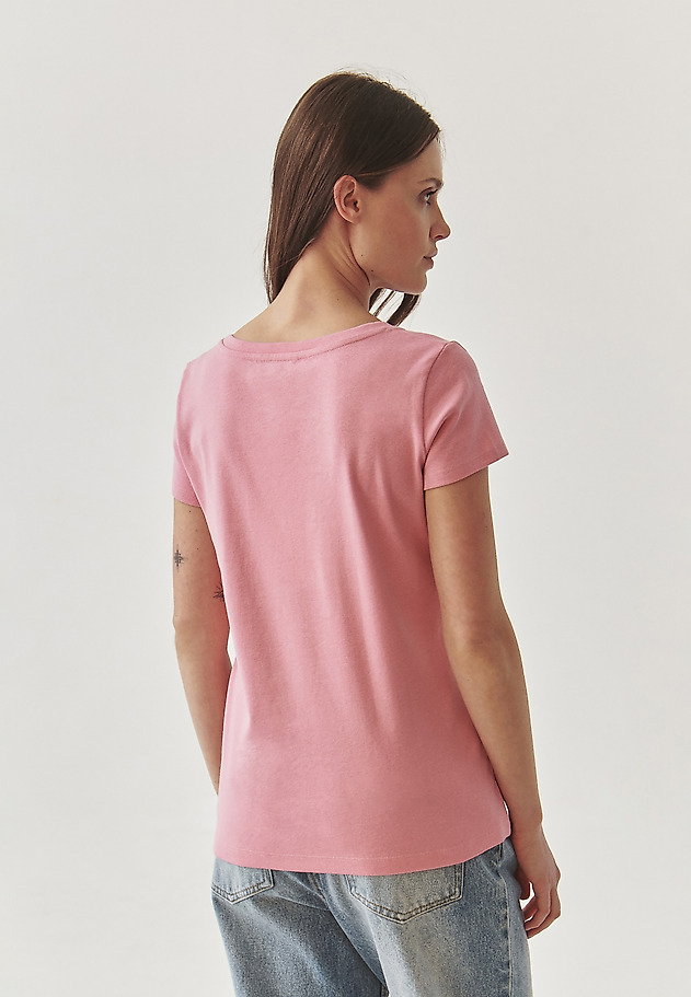DOPASOWANY BAWEŁNIANY T-SHIRT DAMSKI - ANTONINA DOPASOWANY BAWEŁNIANY T-SHIRT DAMSKI - ANTONINA RÓŻOWY 3