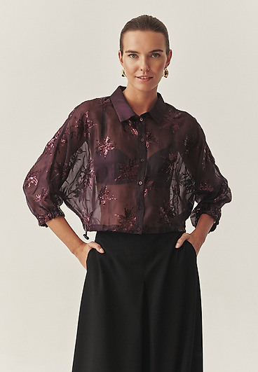 PRZEŚWITUJĄCA KOSZULA Z CEKINAMI - BRINI PRZEŚWITUJĄCA KOSZULA Z CEKINAMI - BRINI