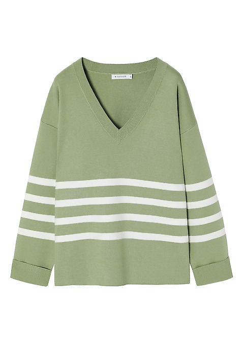 LADIES' STRIPED SWEATER - ELIANA GREEN 2
